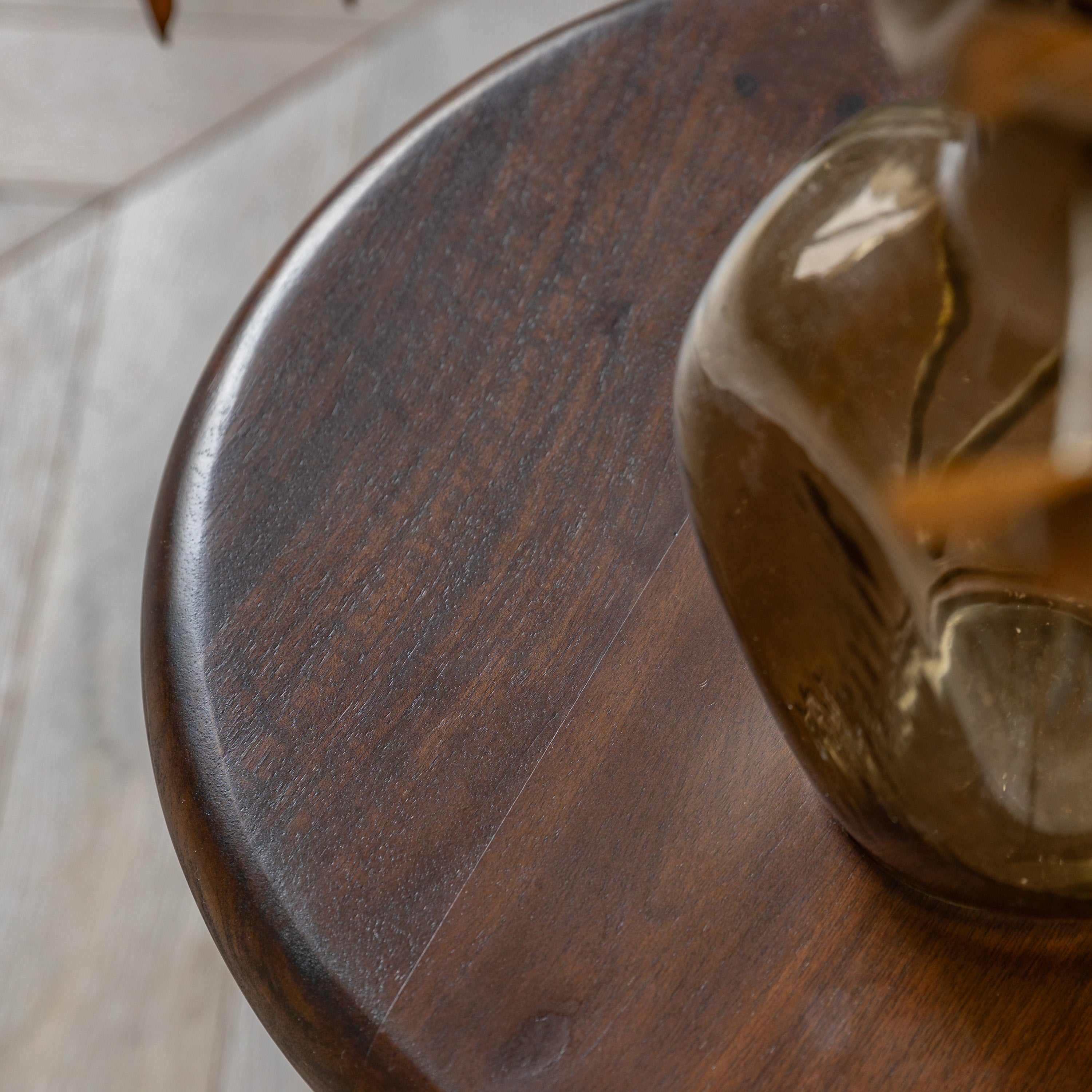 Anders Carved Dark Brown Mango Wood Side Table